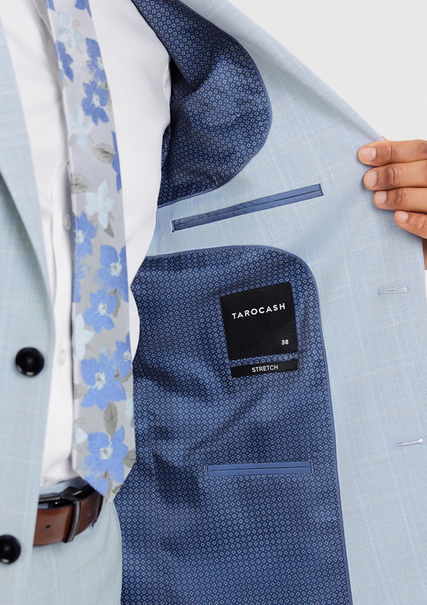 Light Blue Altaire Check Suit Jacket
