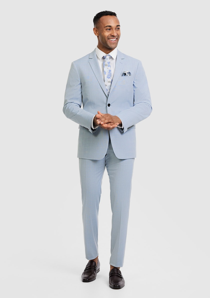 Light Blue Altaire Check Suit Jacket