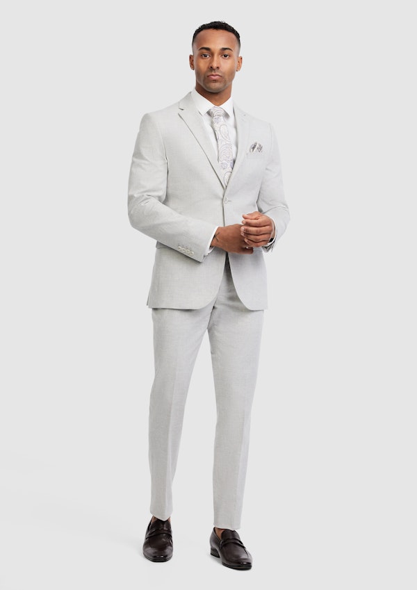 Natural Delmar Linen Check Suit