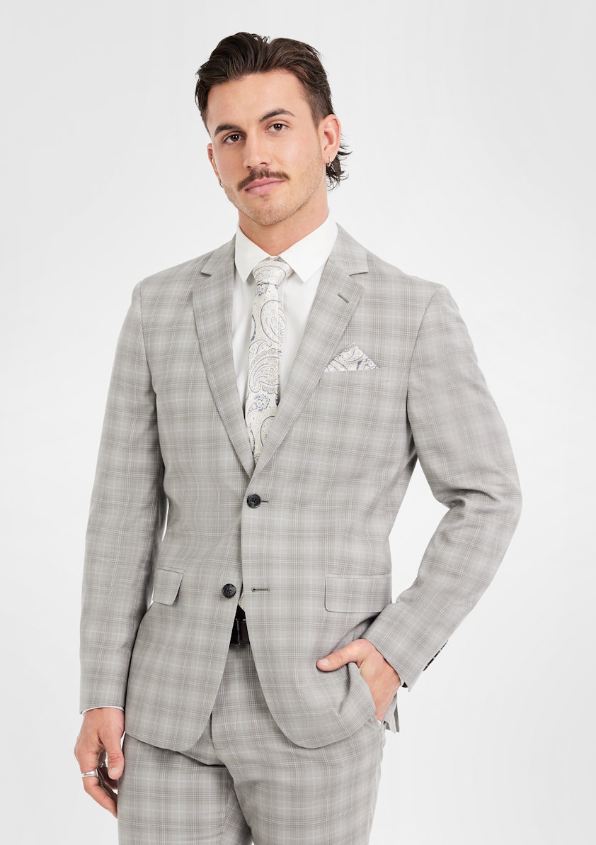 Mocha Grange Check Suit Jacket