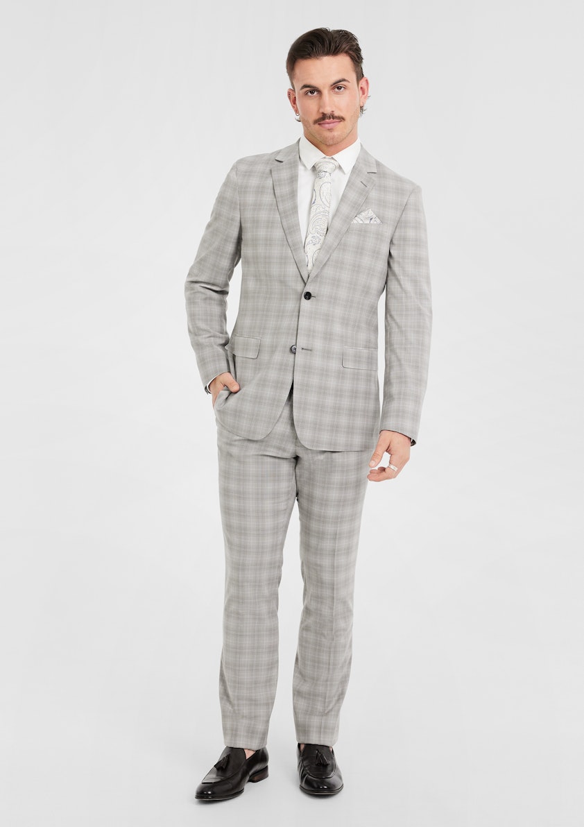 Mocha Grange Check Suit Jacket