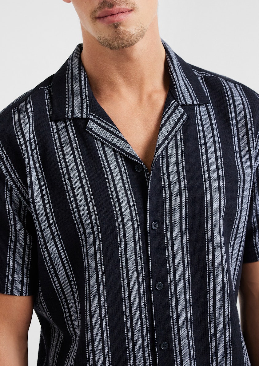 Navy Santorini Stripe Texture Shirt