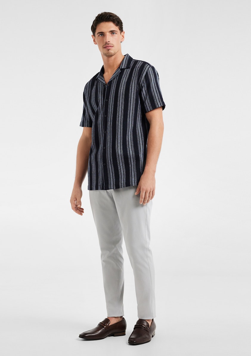 Navy Santorini Stripe Texture Shirt