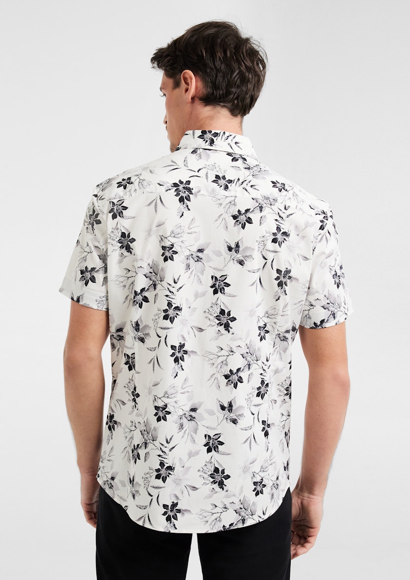 White Skyline Stretch Floral Shirt