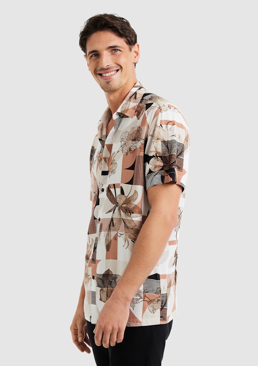 White Athens Viscose Abstract Shirt