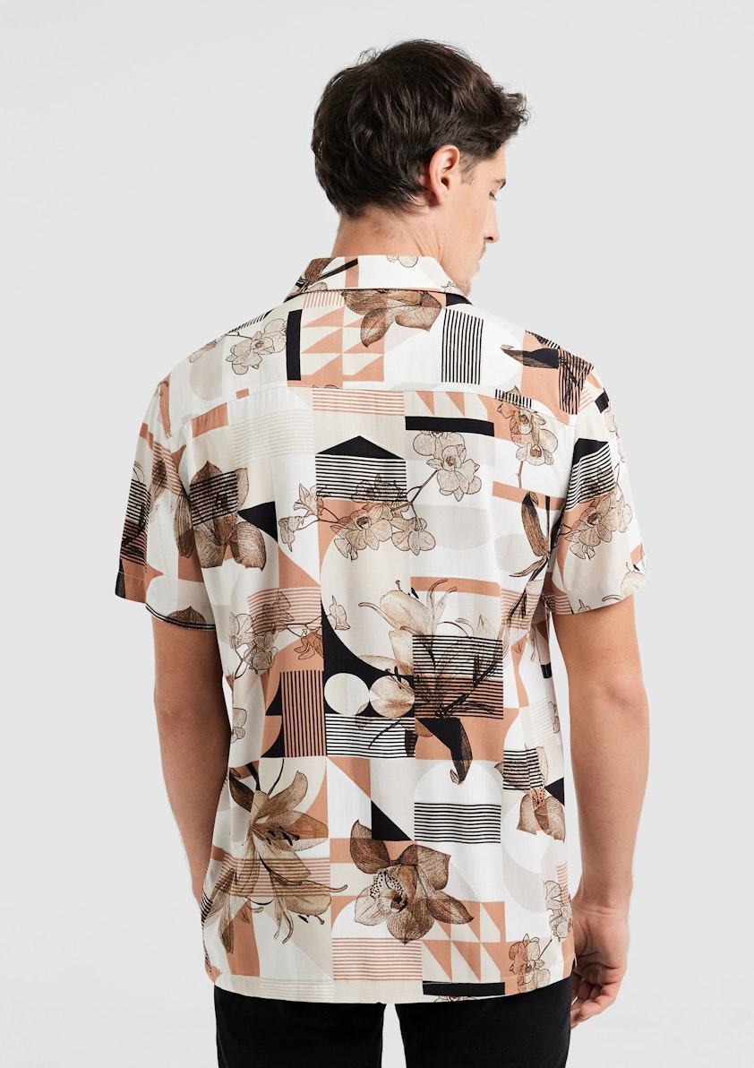 White Athens Viscose Abstract Shirt