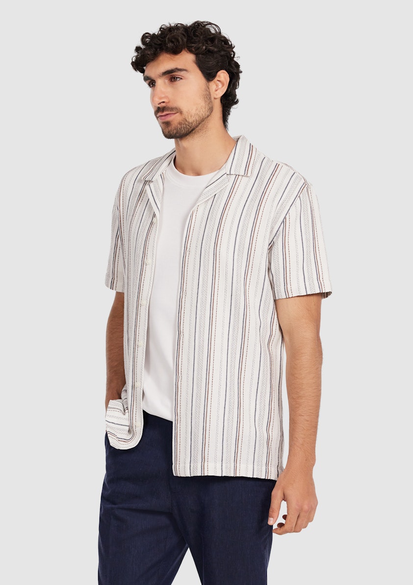 Ivory Crete Stripe Texture Shirt