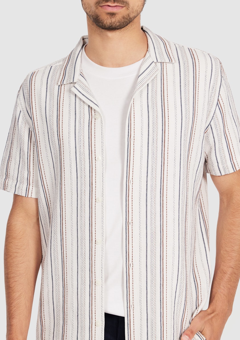 Ivory Crete Stripe Texture Shirt
