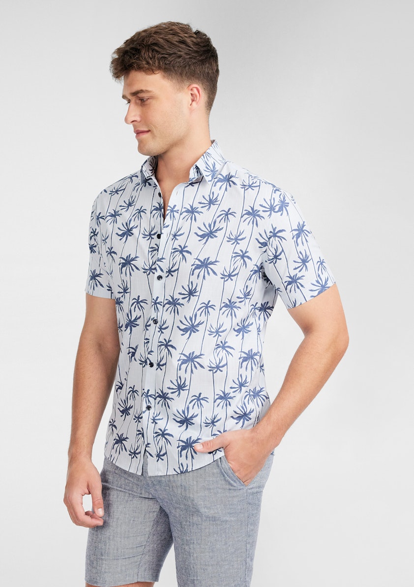 Light Blue Haven Palm Shirt