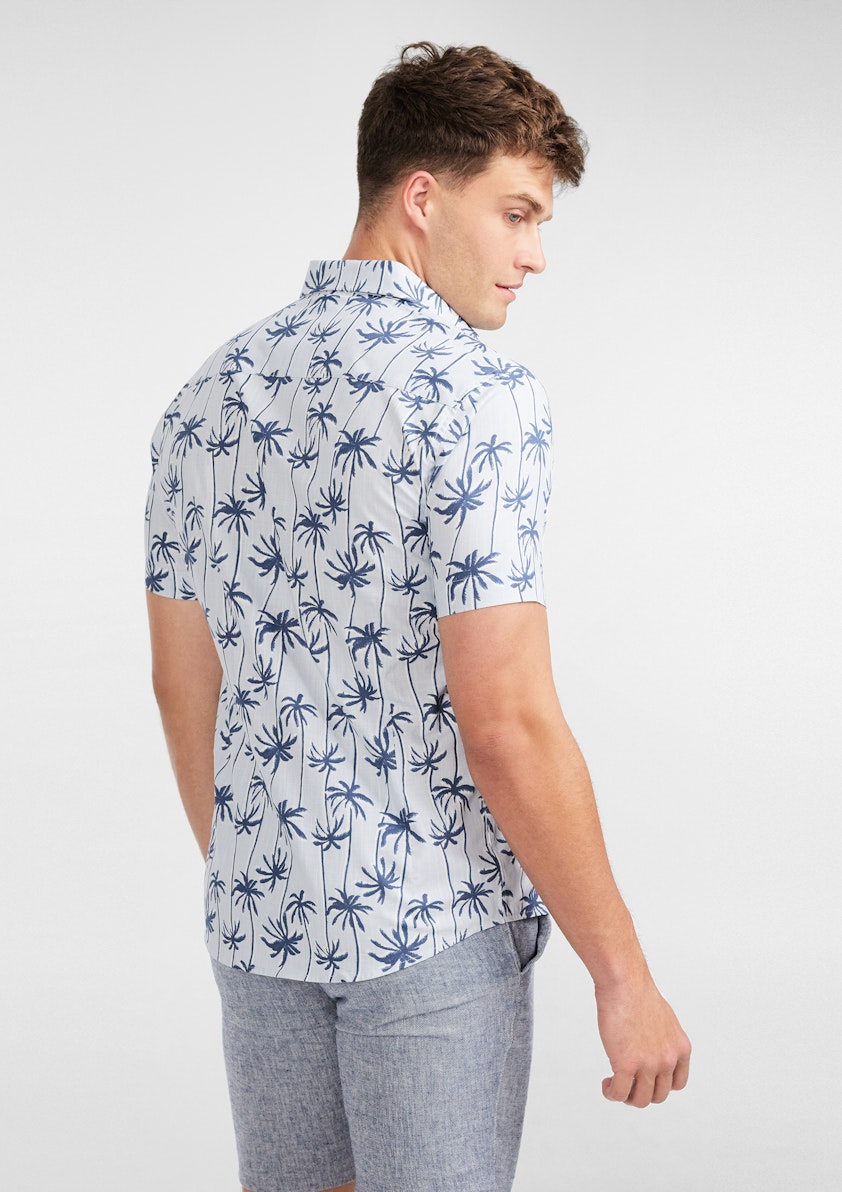 Light Blue Haven Palm Shirt