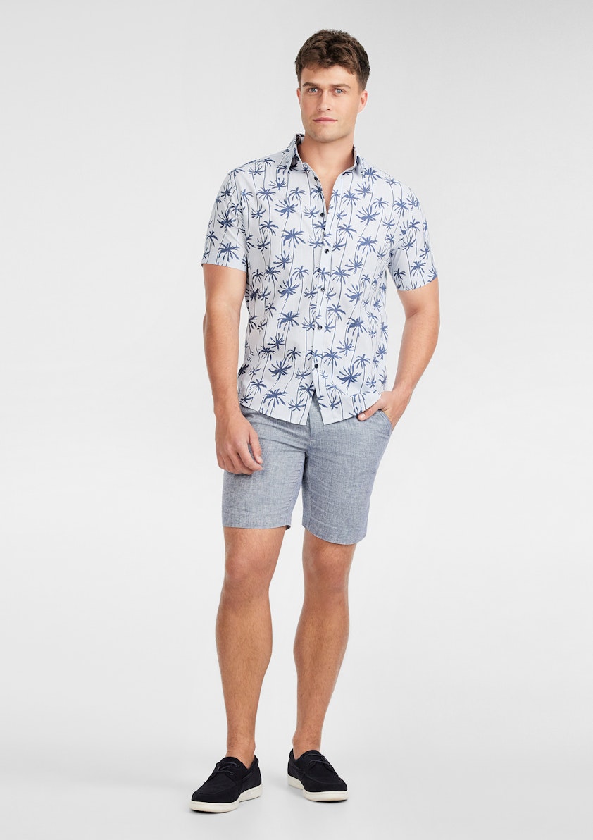 Light Blue Haven Palm Shirt