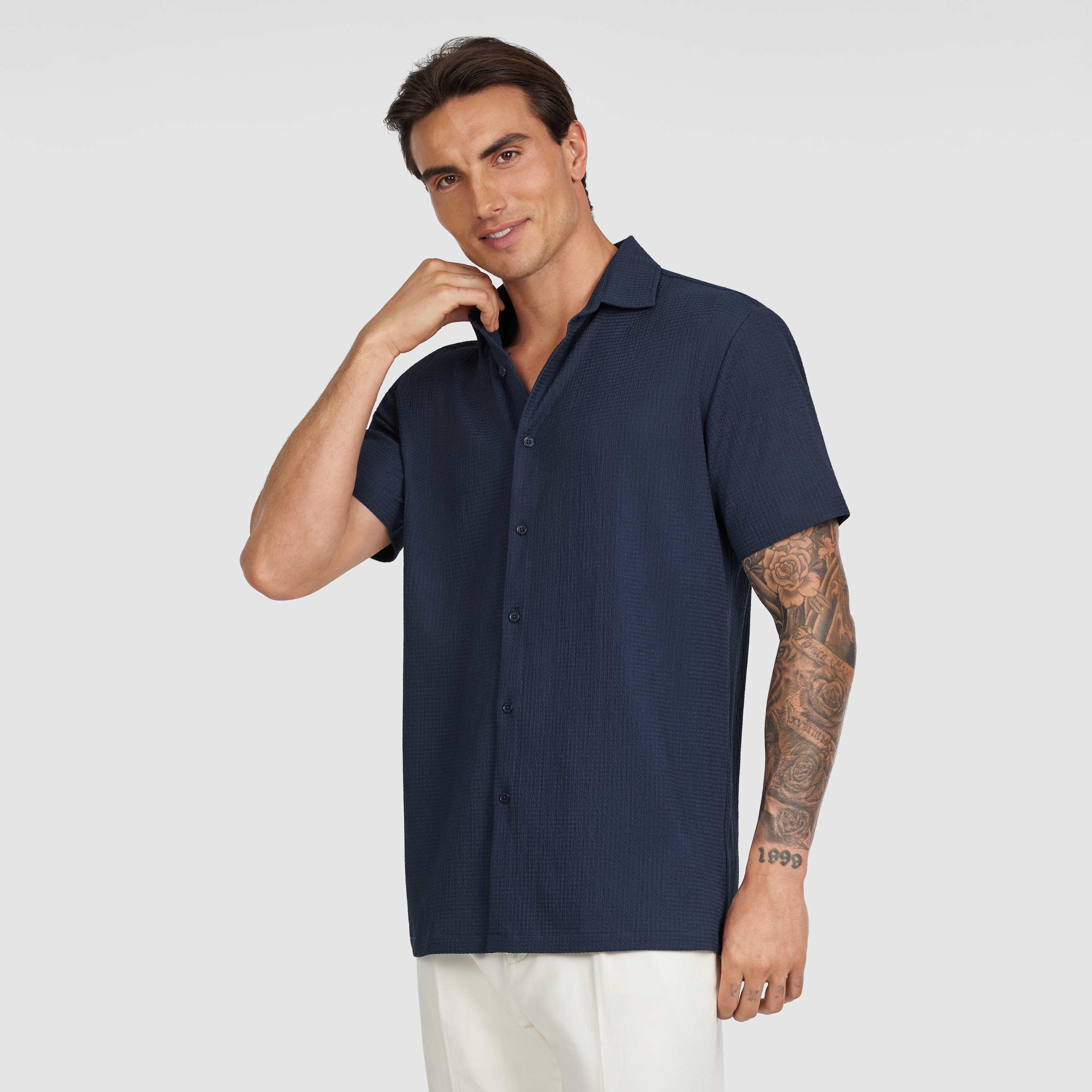 Mid Blue Elite Textured Shirt