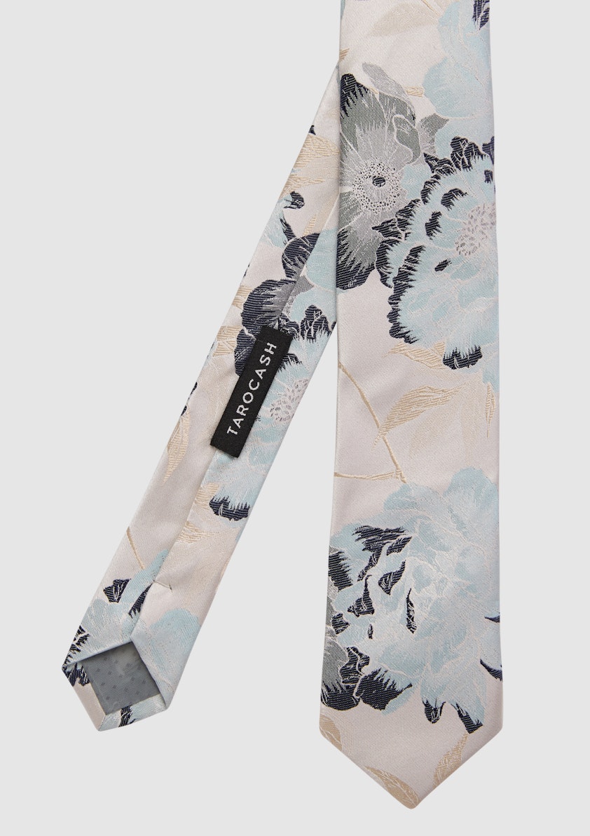 Silver Grayson Floral Silk Tie