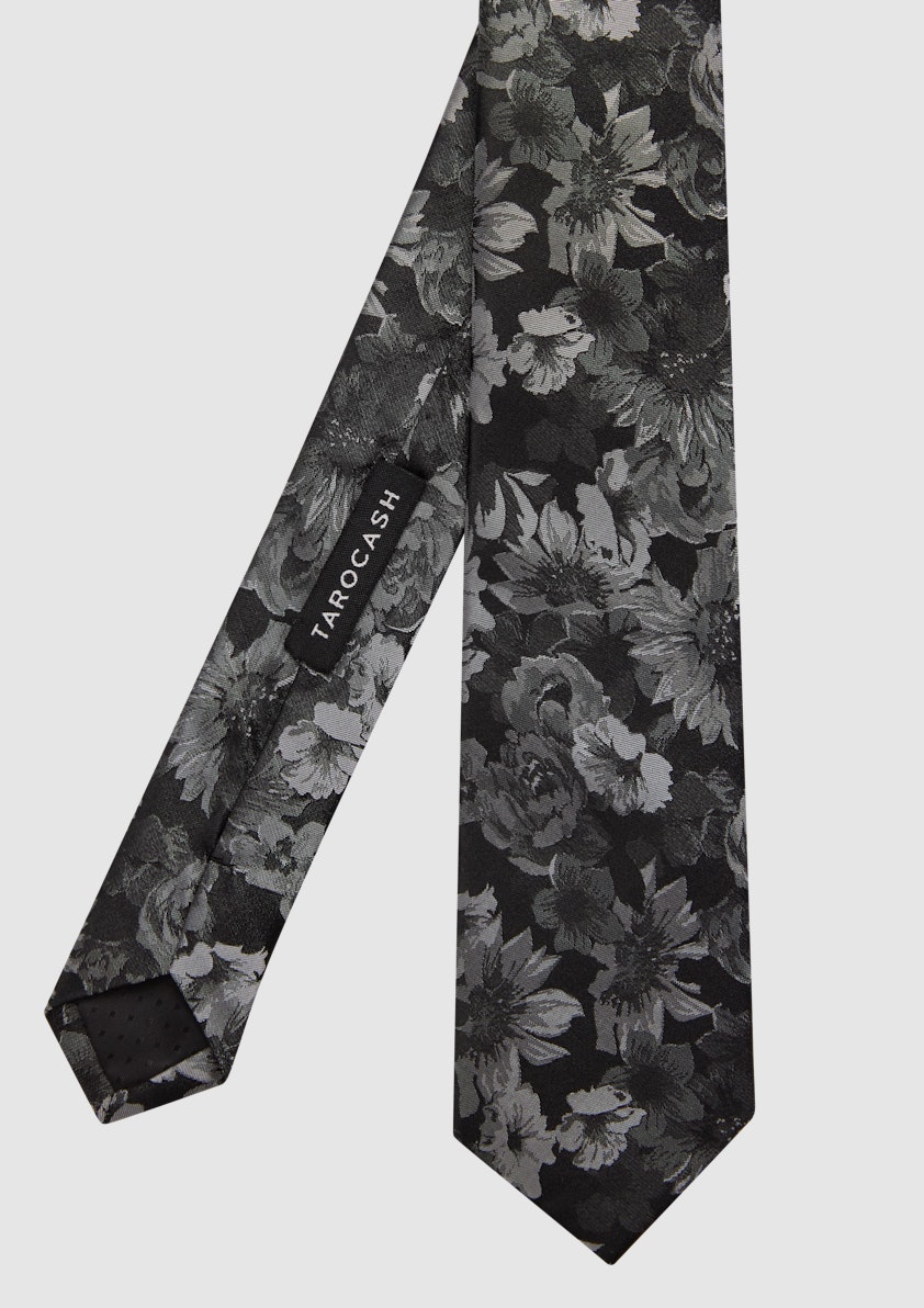 Black Kayden Floral Silk Tie