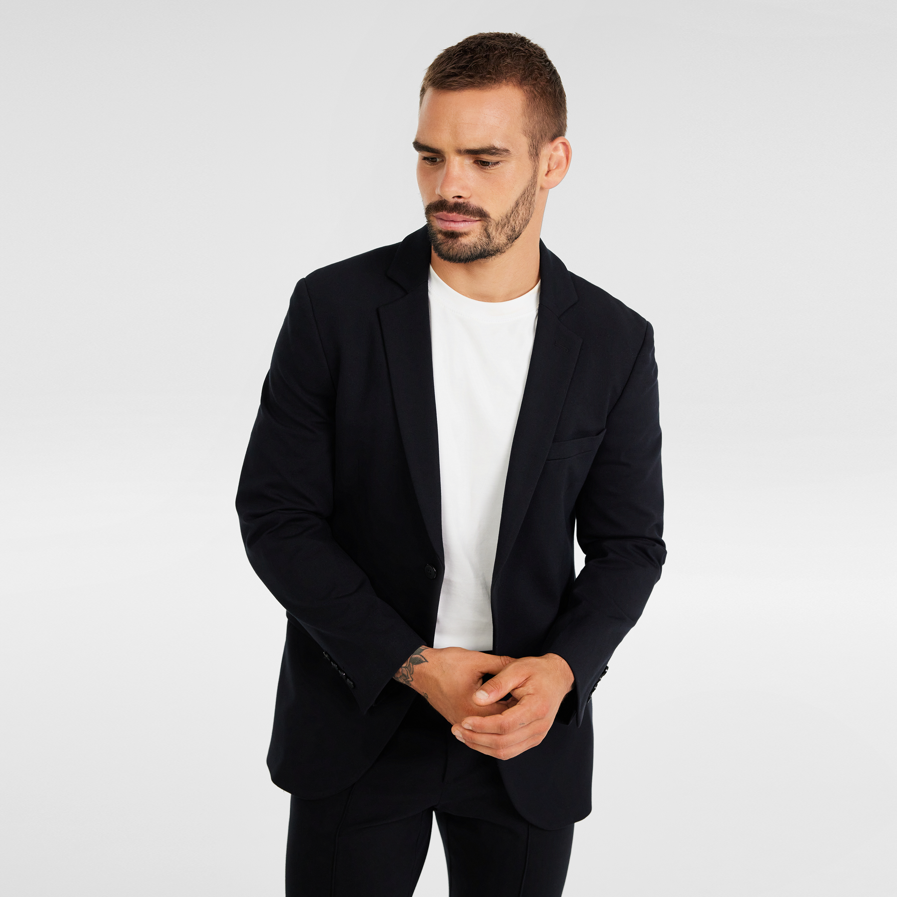 Black Tech Tailoring Hooded Blazer