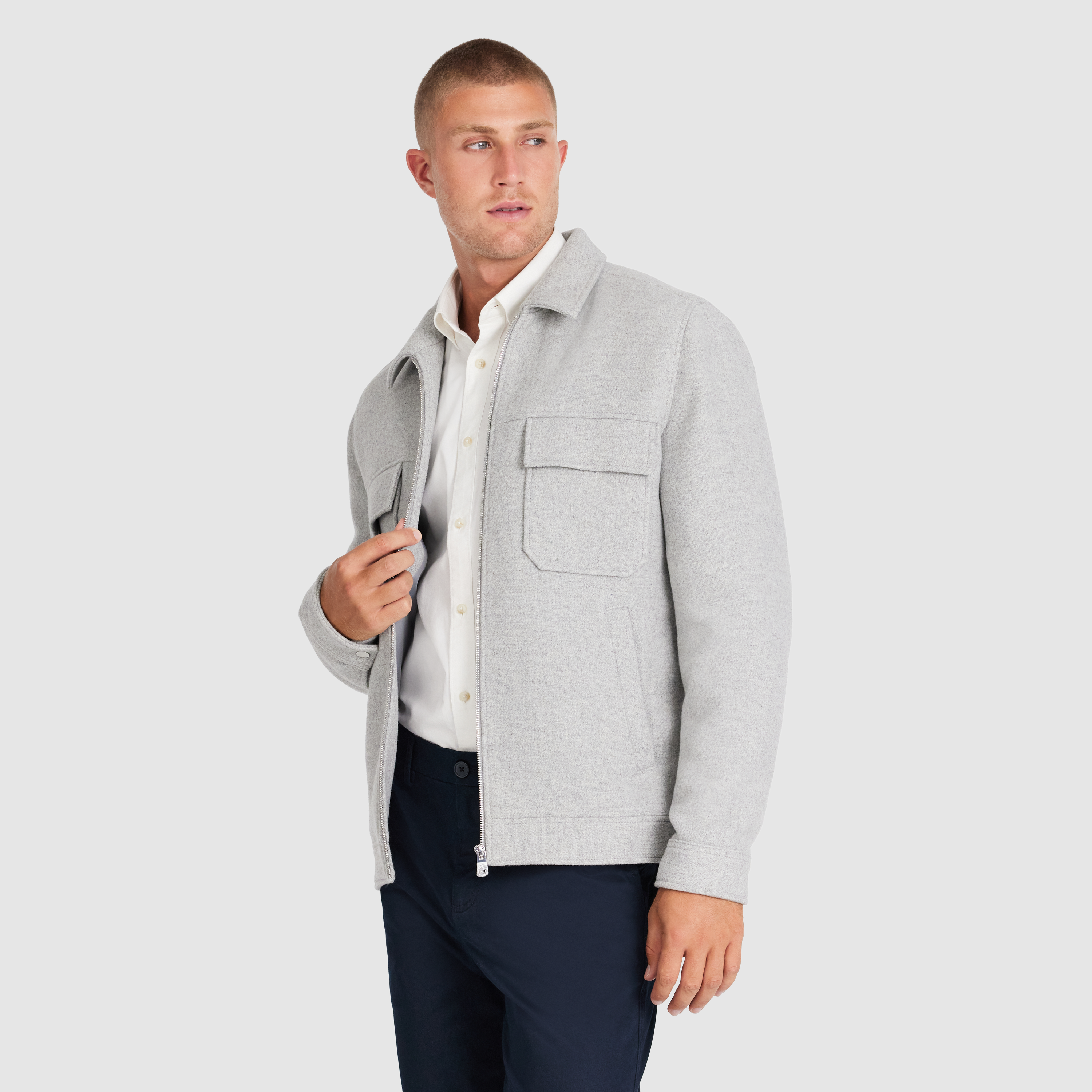 Silver Linden Wool Zip Jacket