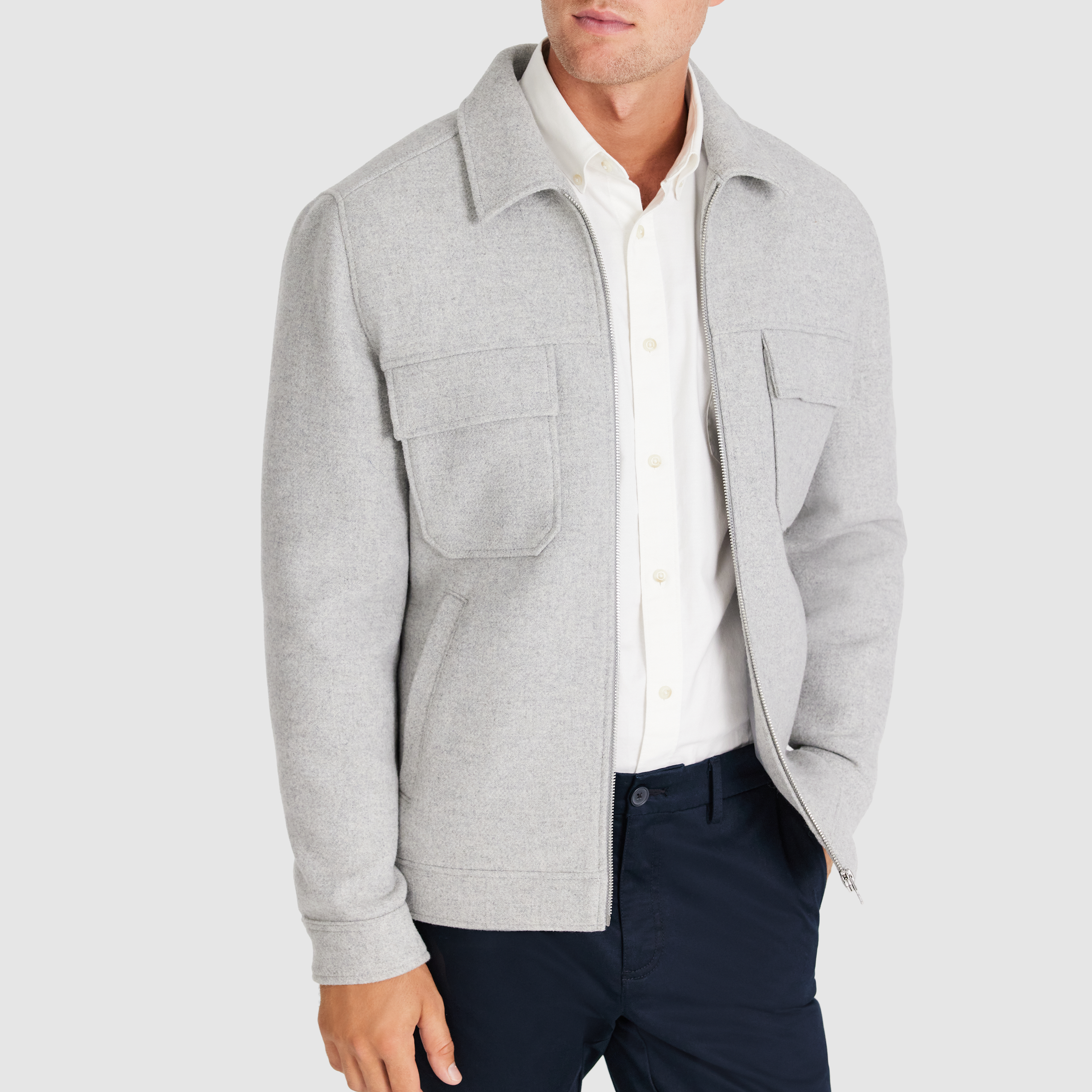 Silver Linden Wool Zip Jacket