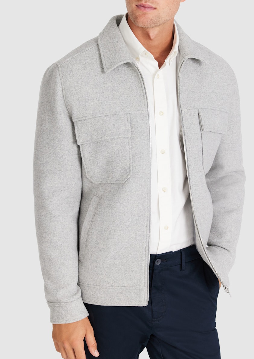 Silver Linden Wool Zip Jacket