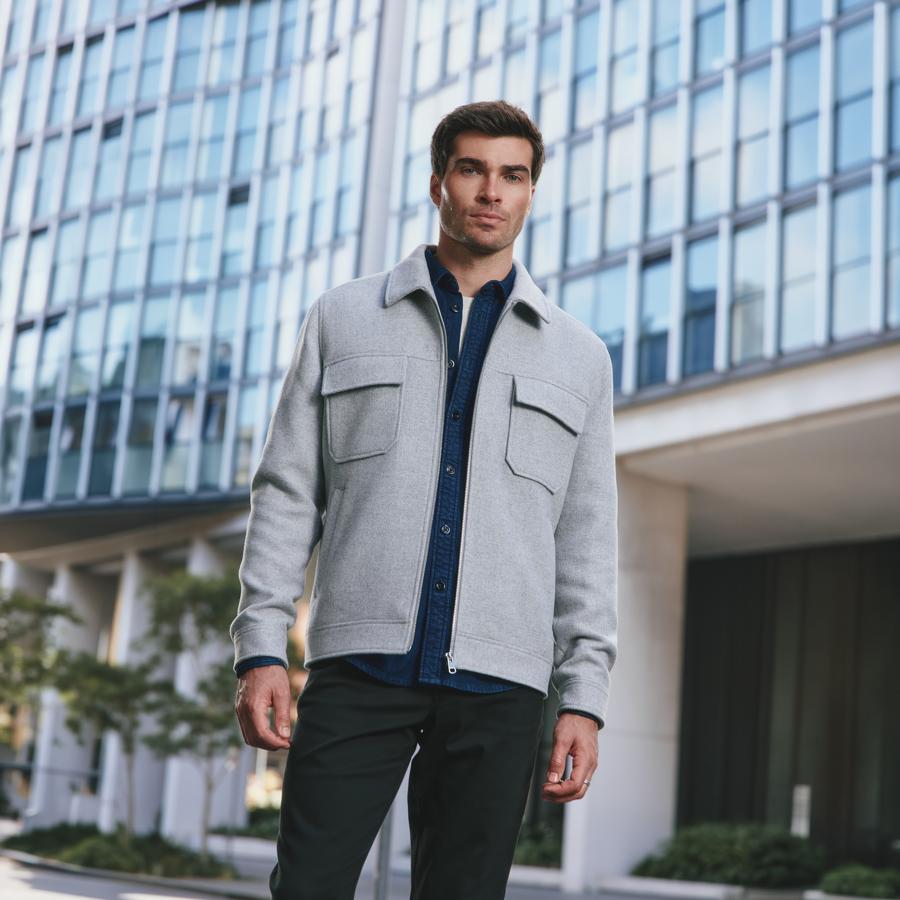 Silver Linden Wool Zip Jacket
