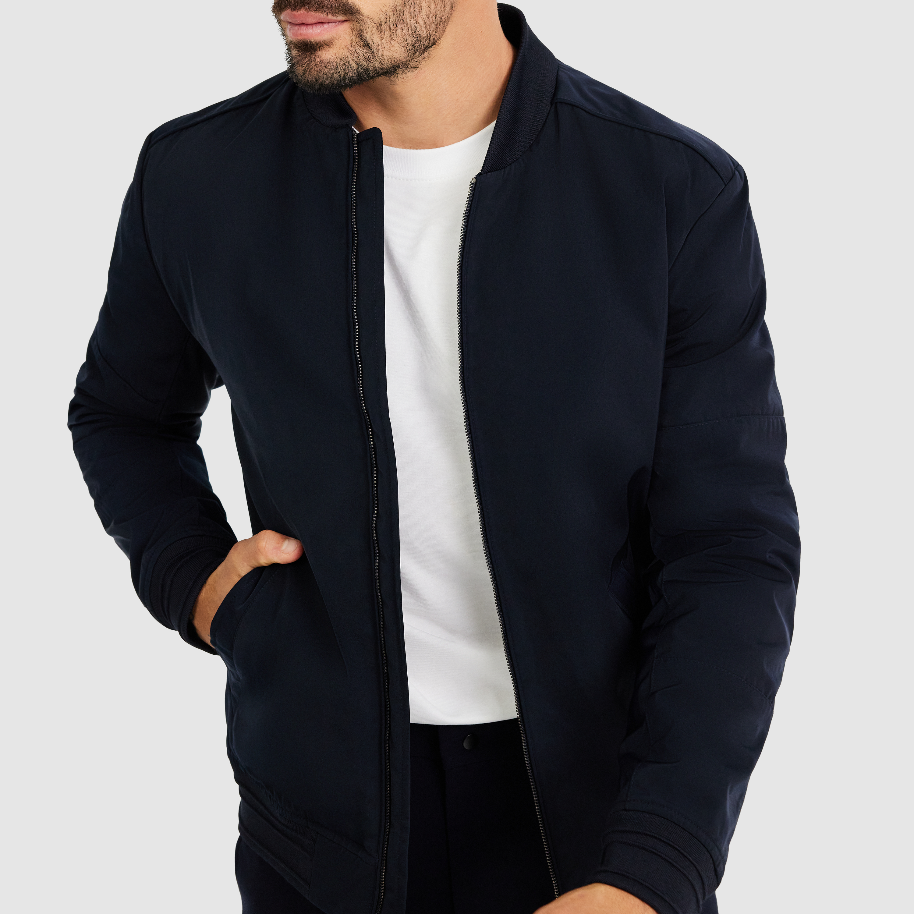 Navy Tech Tailoring Hooded Bomber