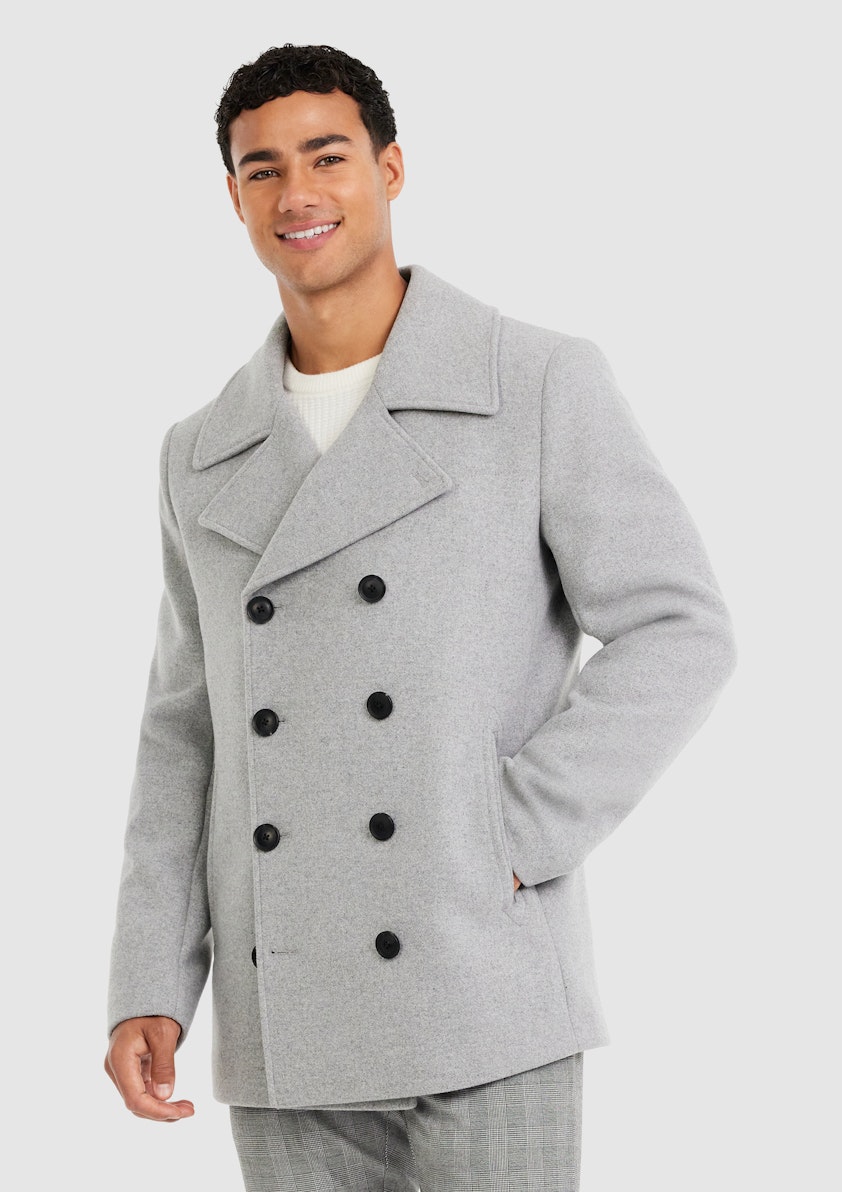 Silver Delonge Wool Double Breasted Coat