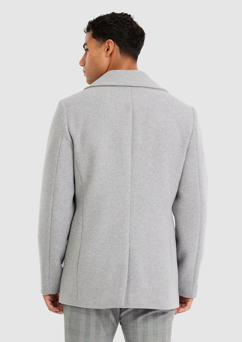 Silver Delonge Wool Double Breasted Coat