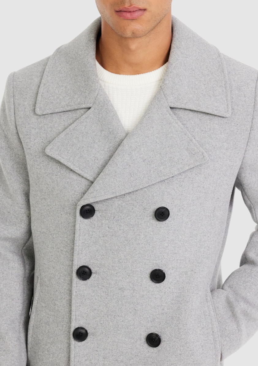 Silver Delonge Wool Double Breasted Coat