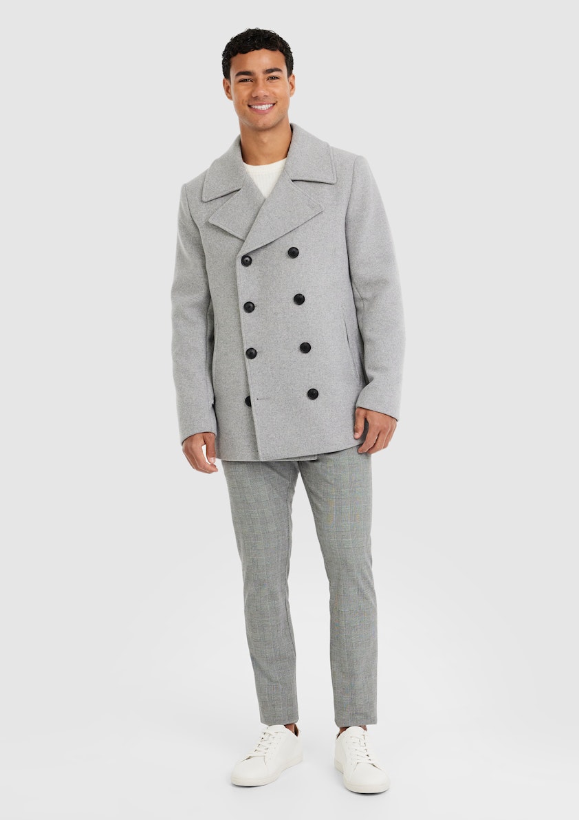 Silver Delonge Wool Double Breasted Coat