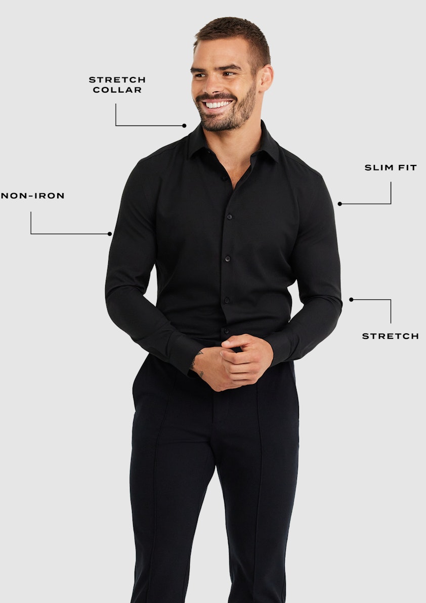 Black Tech Tailoring Dress Shirt