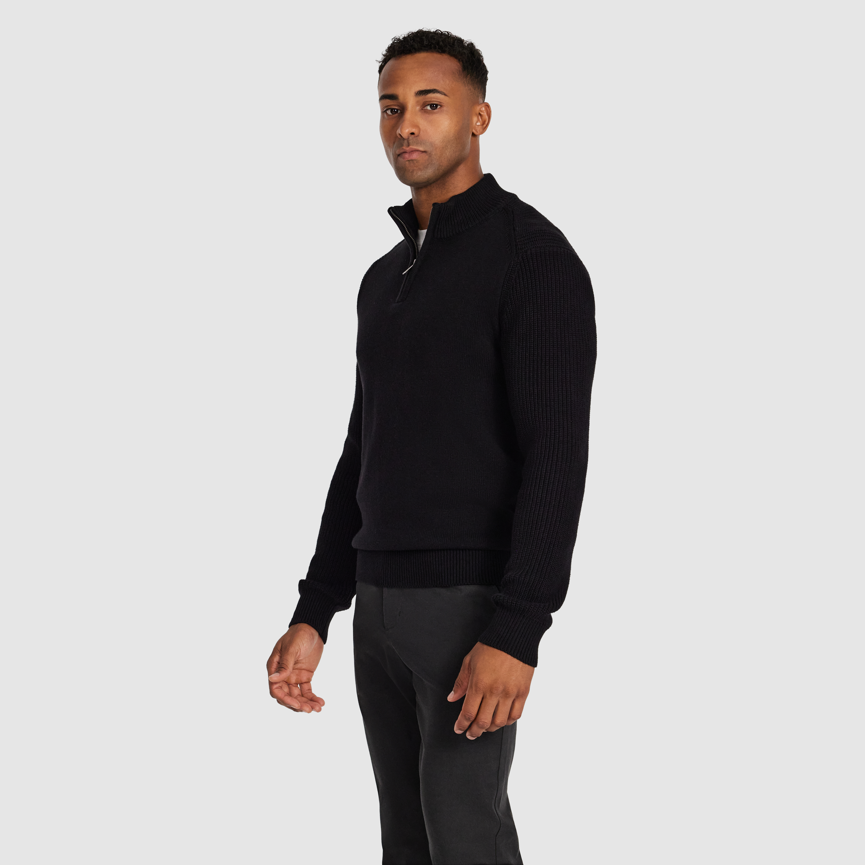 Black Jaxley Zip Neck Knit