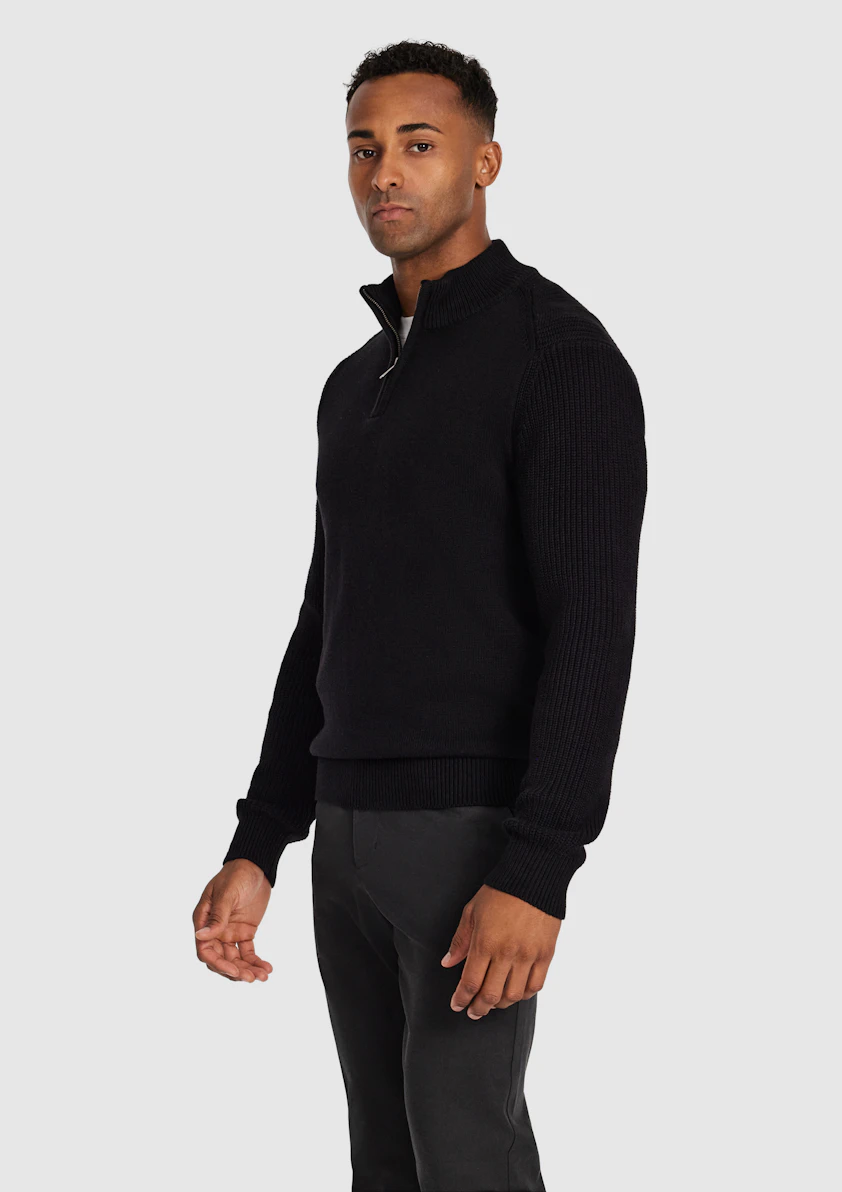 Black Jaxley Zip Neck Knit