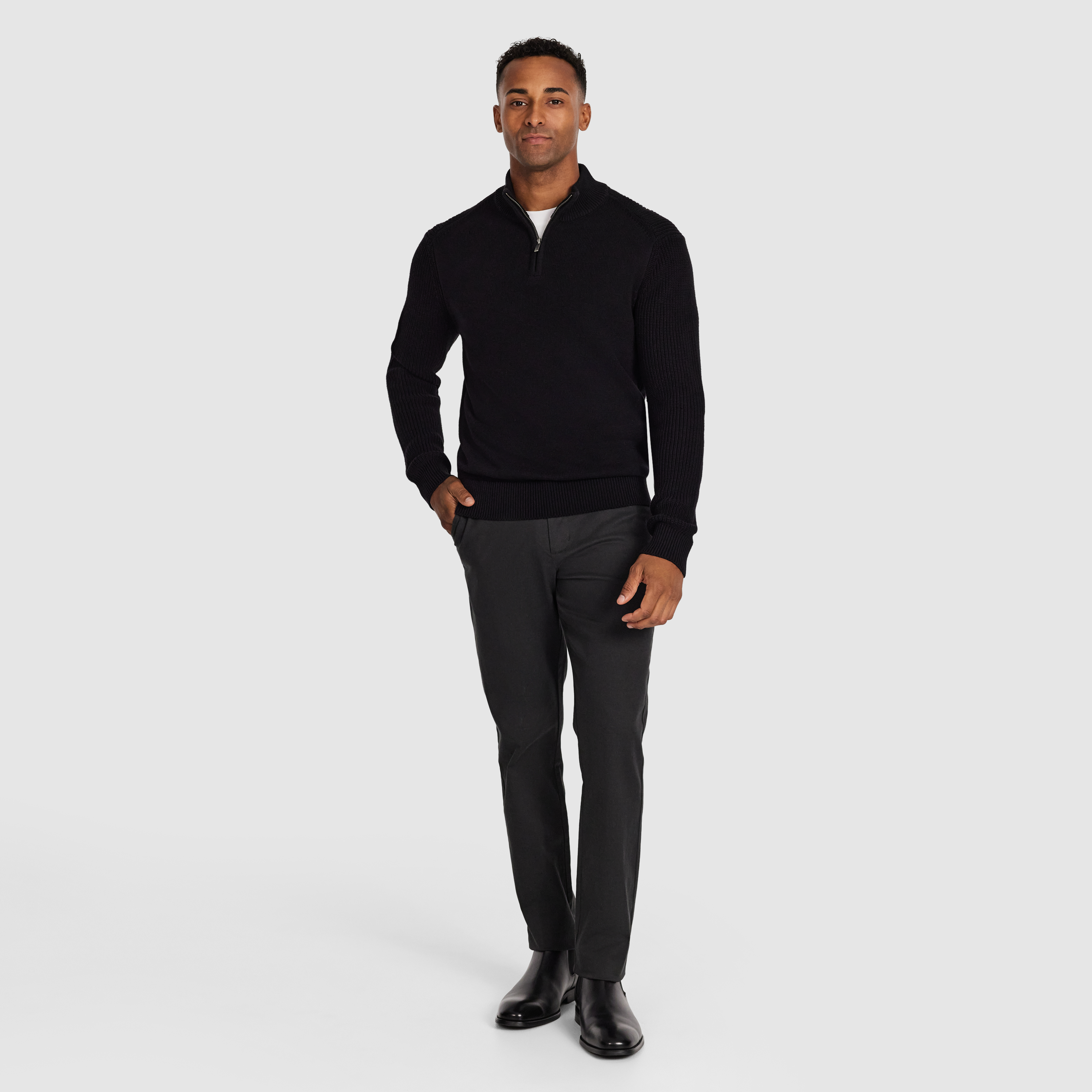 Black Jaxley Zip Neck Knit