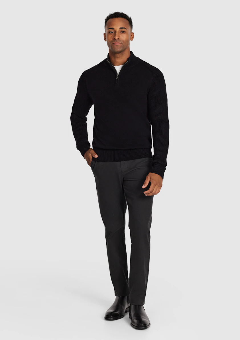 Black Jaxley Zip Neck Knit