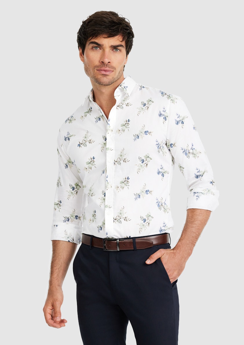 White Ziggy Slim Floral Shirt