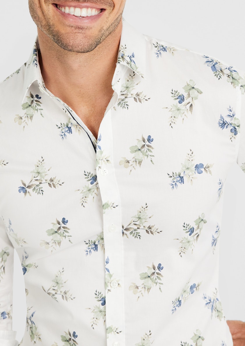 White Ziggy Slim Floral Shirt
