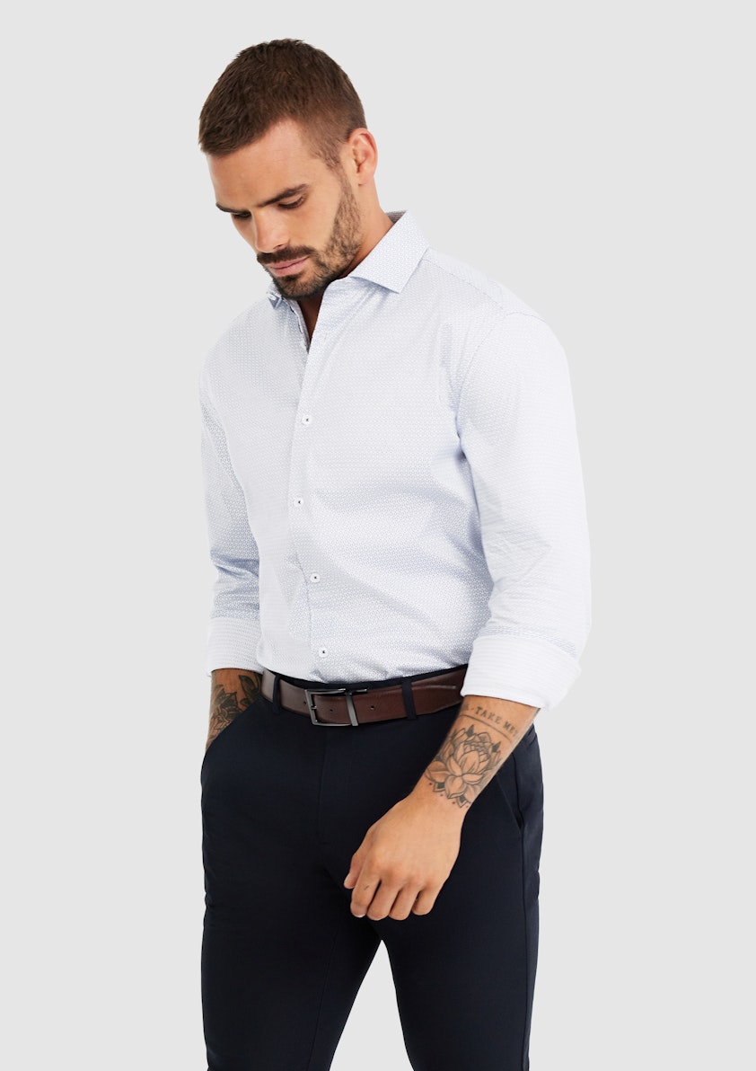 White Mason Luxe Cotton Geo Shirt