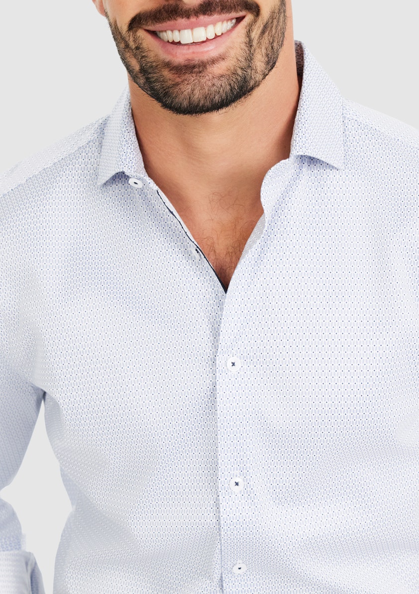 White Mason Luxe Cotton Geo Shirt