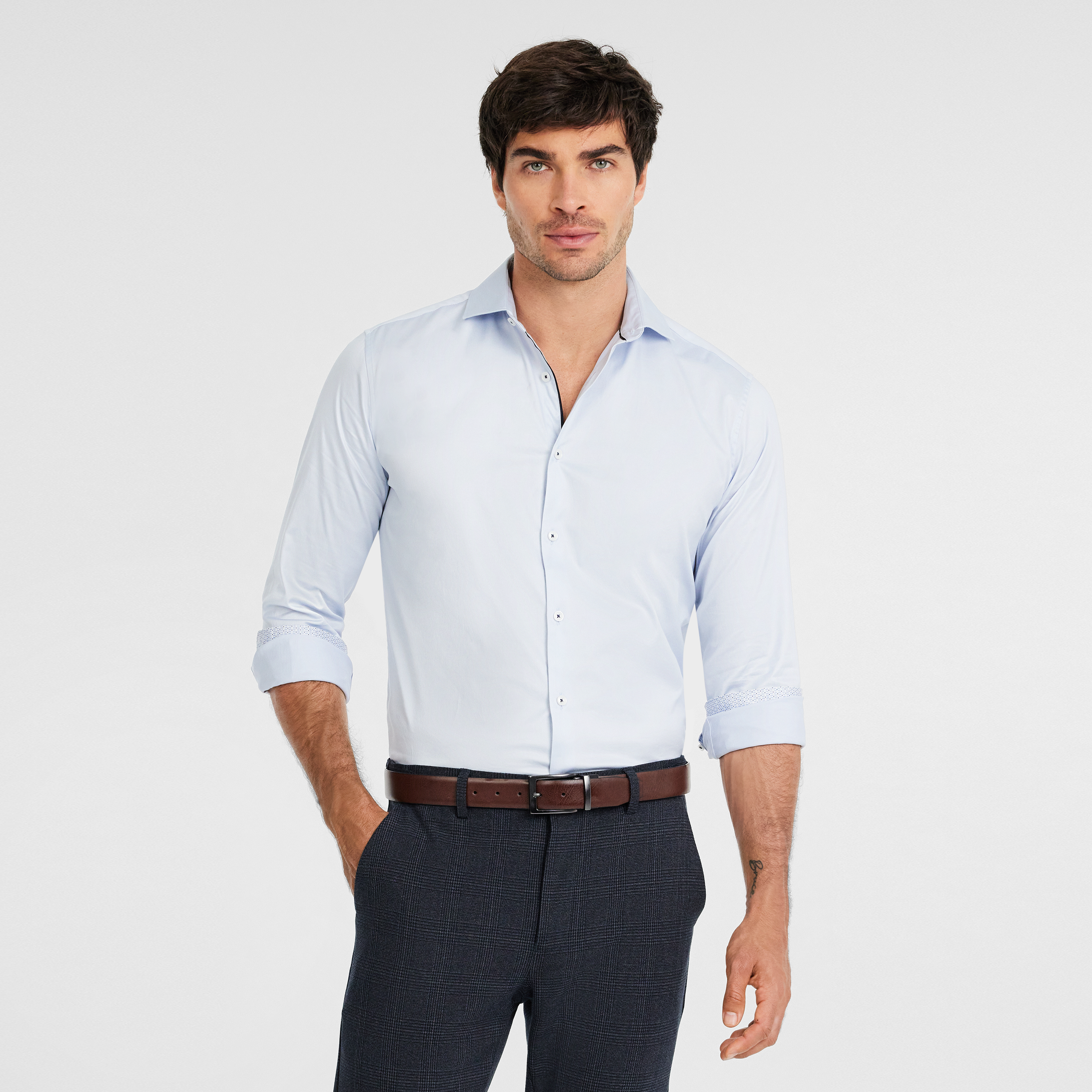 Light Blue Infinity Luxe Cotton Shirt