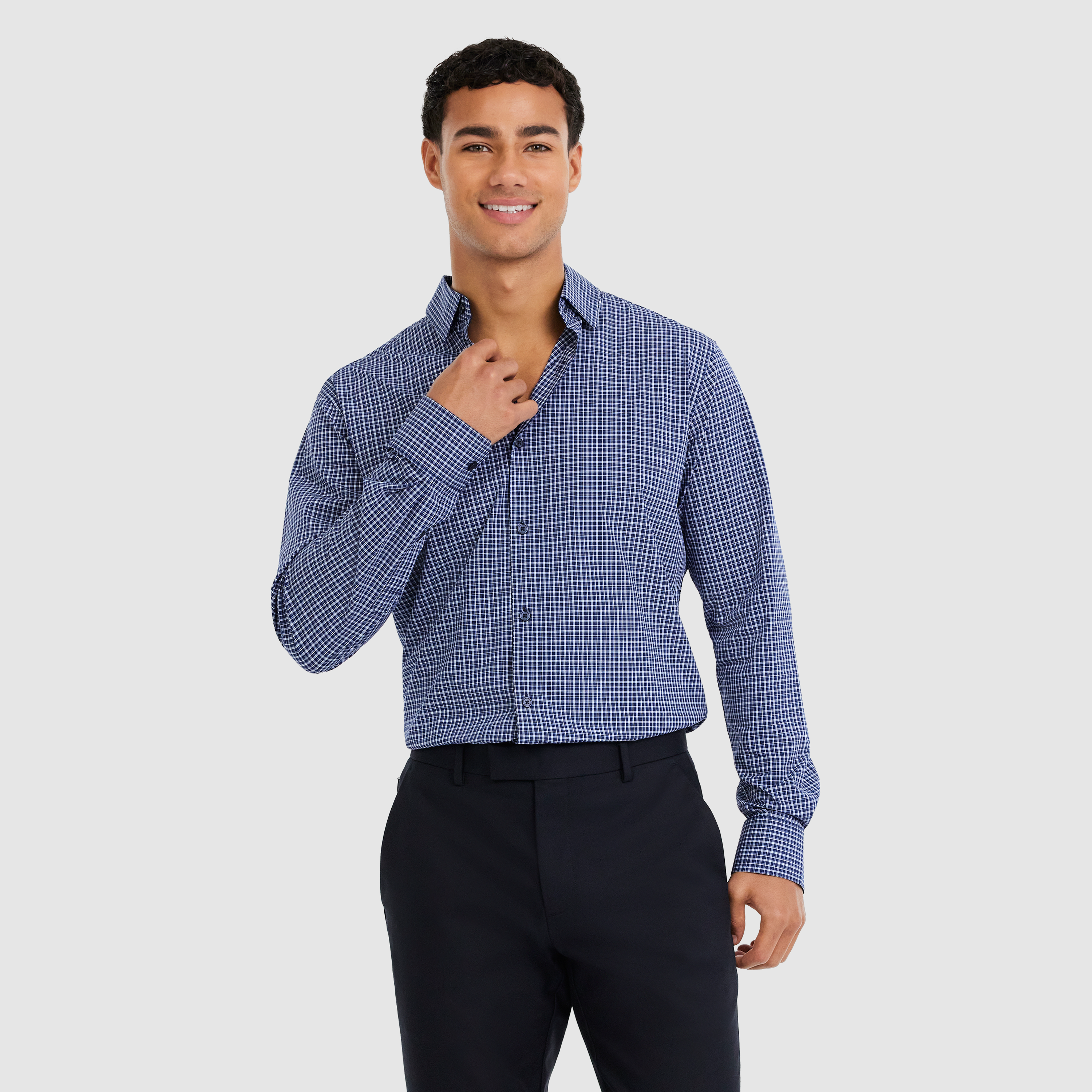 【YOURNUS】Boyish Linen Check Shirt Navy Manhattan Bamboo Check Shirt | Men's Tops | Tarocash AU
