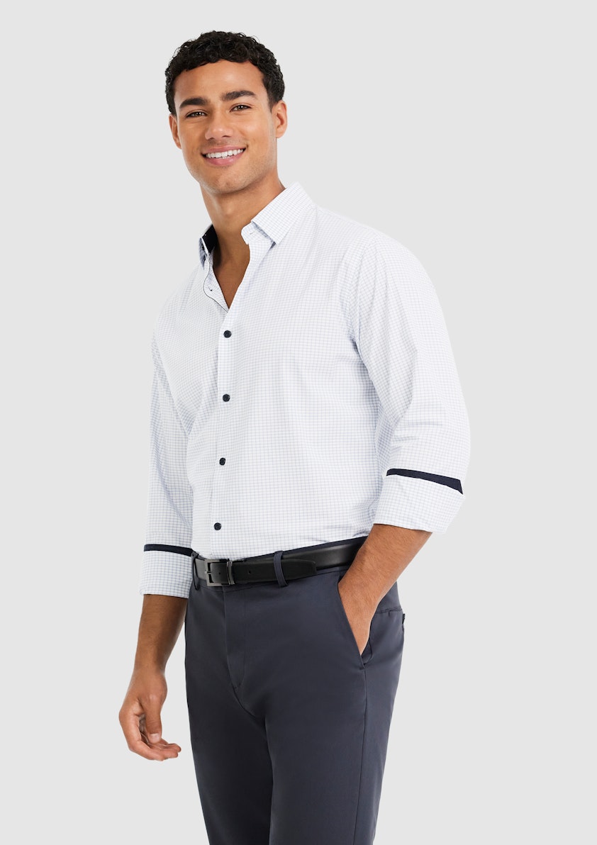 White Soho Bamboo Check Shirt