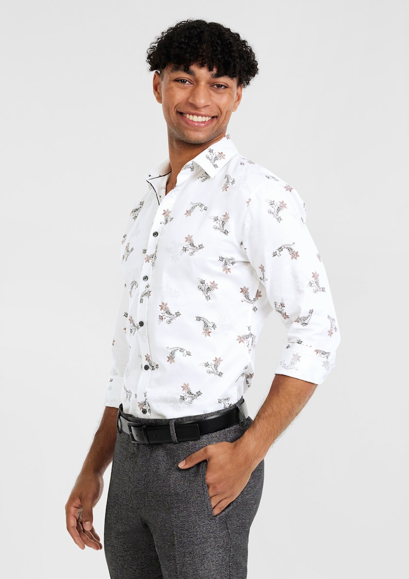 White Swift Slim Paisley Shirt