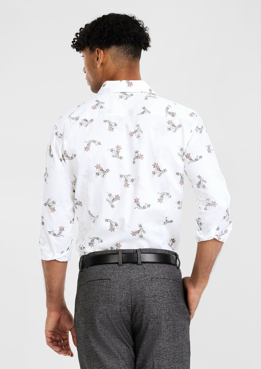 White Swift Slim Paisley Shirt
