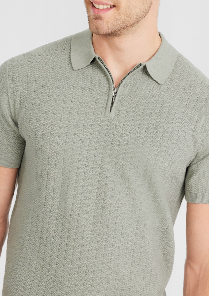 Light Khaki Darius Zip Knit Polo