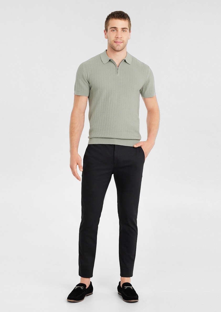 Light Khaki Darius Zip Knit Polo