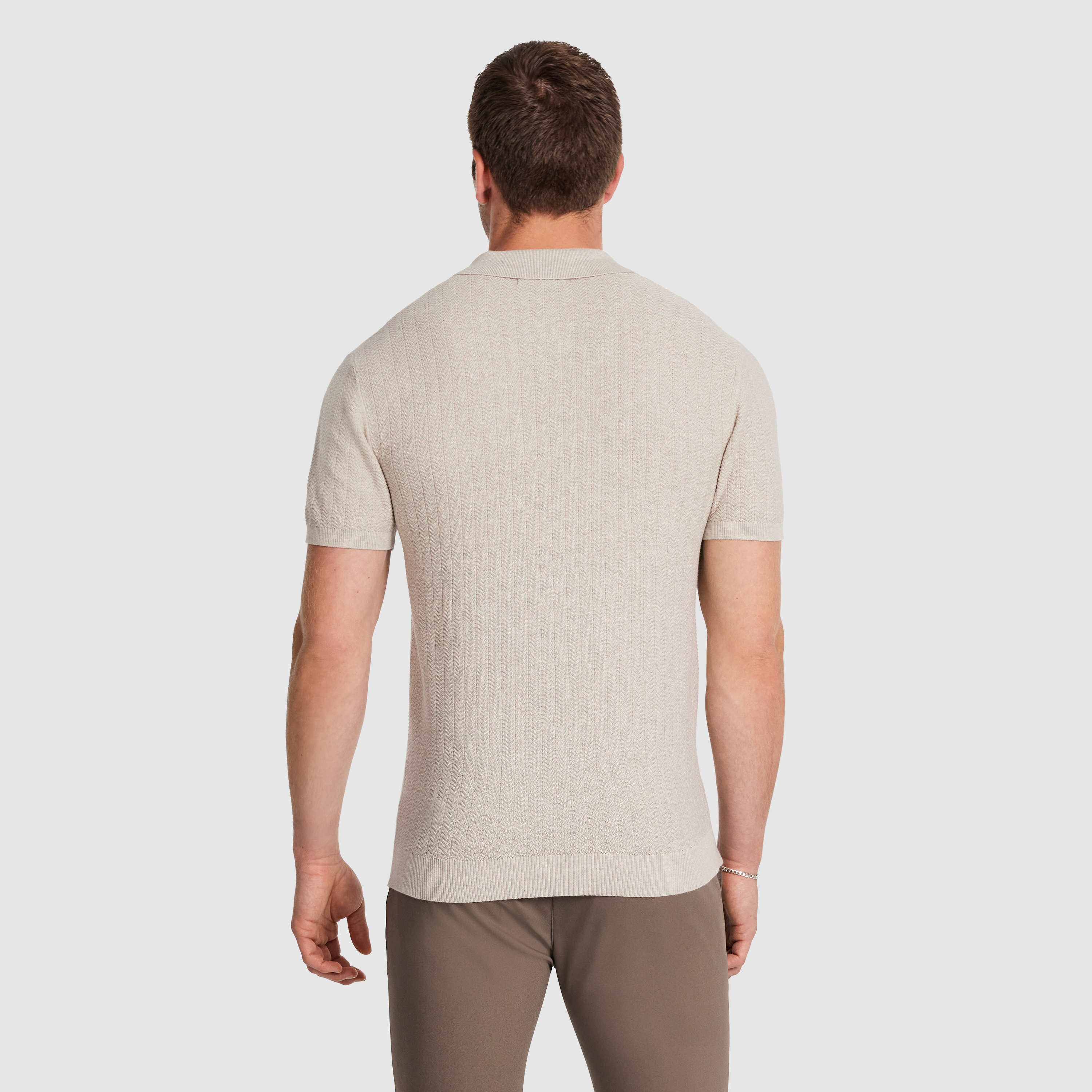 Natural Darius Zip Knit Polo