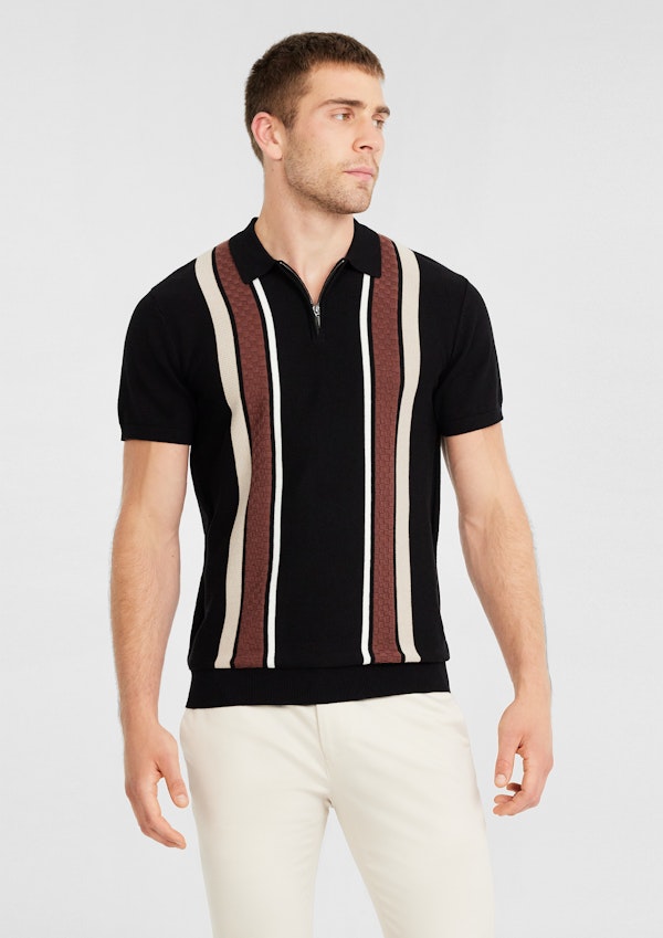 Jude Stripe Zip Knit Polo