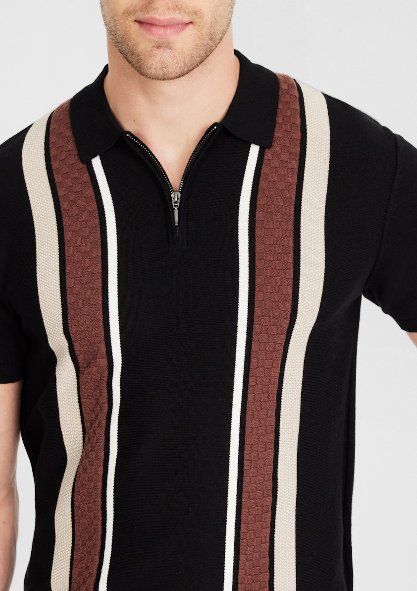Jude Stripe Zip Knit Polo