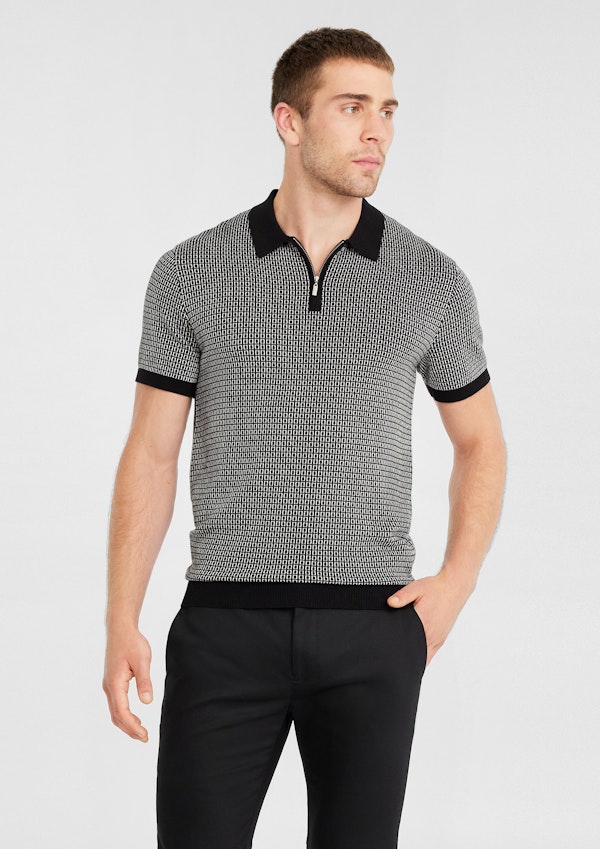Emmett Geo Zip Knit Polo