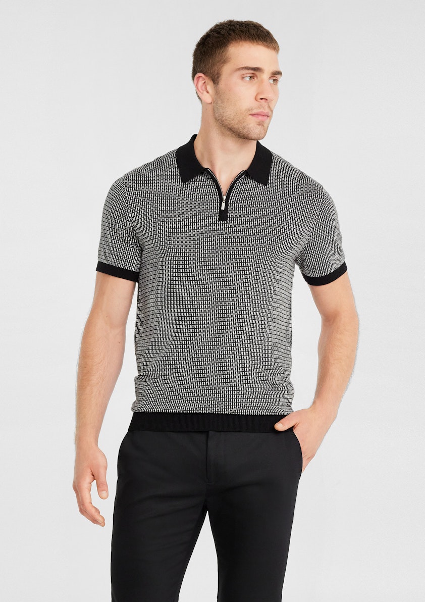 Emmett Geo Zip Knit Polo