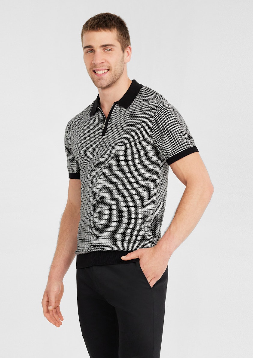 Emmett Geo Zip Knit Polo